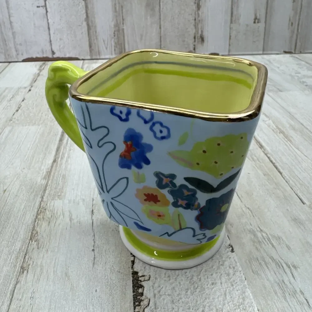 Tracy Porter Poetic Wanderlust Rose Boheme Hand Painted Gold Rim Mug & Saucer